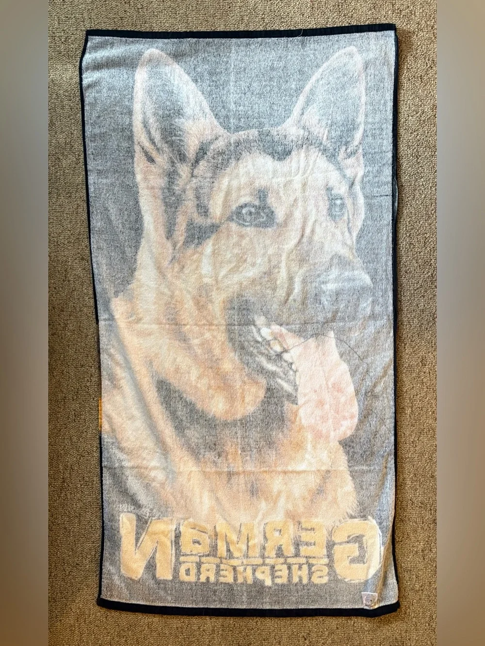 German Shepherd Beach Towel 31x56 Black Cotton Dog Island Gear Bath Pool Towel